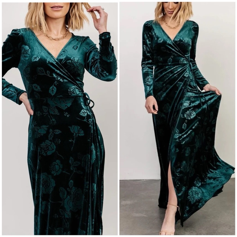Baltic Born | Matthews Velvet Embossed Maxi Wrap Dress
